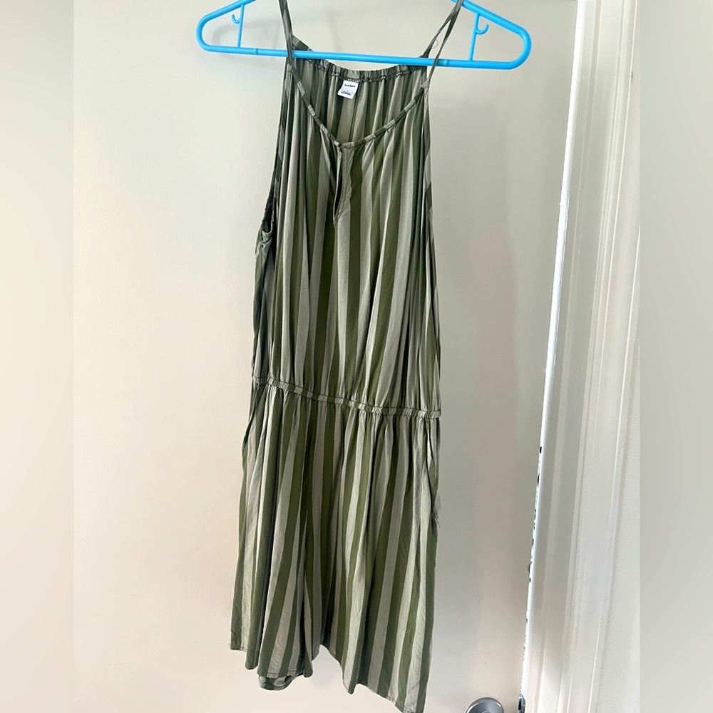 L Green Stripes Old Navy Romper